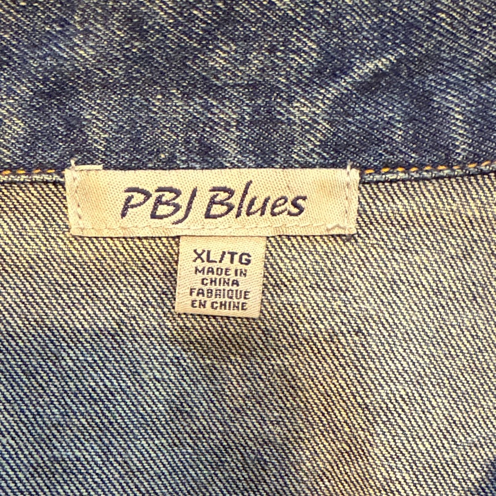 PBJ Blues Denim & Knit Best Women’s Size XL Blue Snap Front - Picture 8 of 9